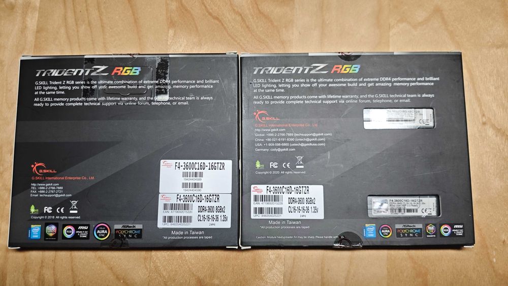 Memórias RAM DDR4 32GB GSKILL TridentZ RGB 3600MHz CL16 (8GBx4)