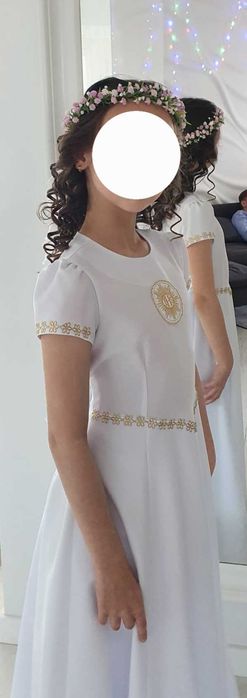 Sukienka komunijna + bolerko, wianek, rękawiczki