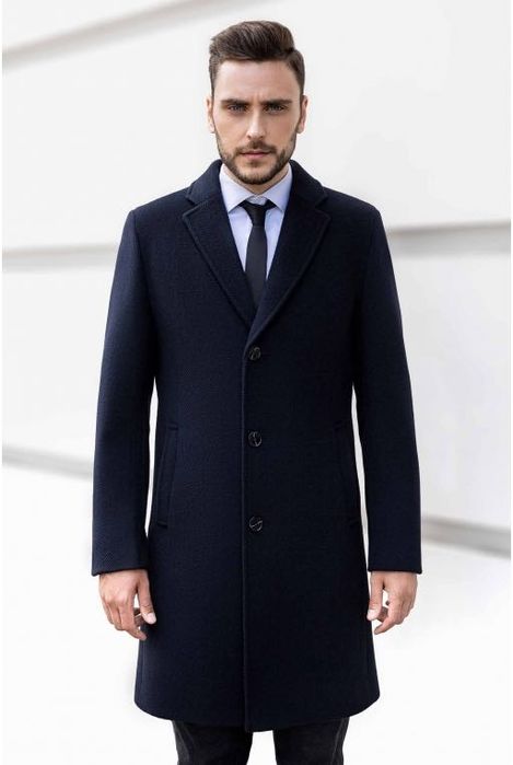 Чоловіче класичне синє вовняне пальто K-160 (Luxury) Sun's House