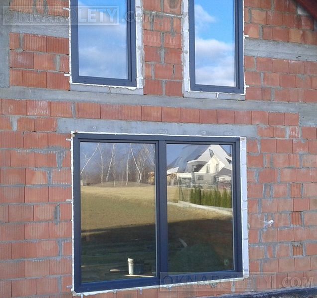 Okno PCV PCW Antracyt Orzech Złoty dąb Mahoń 180x150 Szczecin