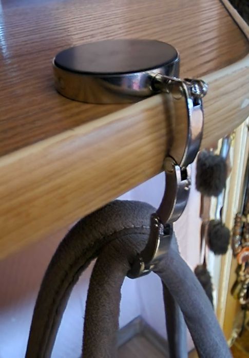 Składany uchwyt haczyk wieszak podblatowy na torebkę, matowy