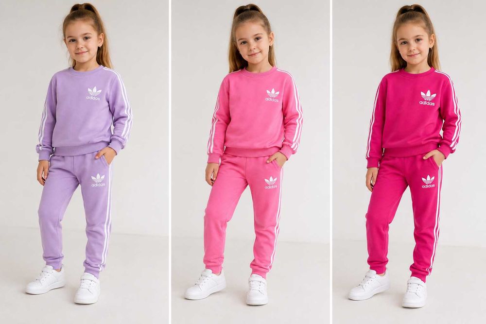Дитячий спортивний костюм для дівчинки світшот + штани Adidas 98-134 в 3 кольорах