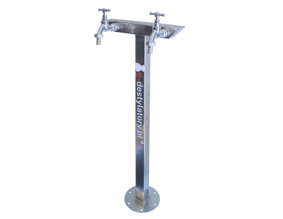 Hydrant Ogrodowy 70cm dwa krany INOX „Kwadrat skośny” dolny + kotwa