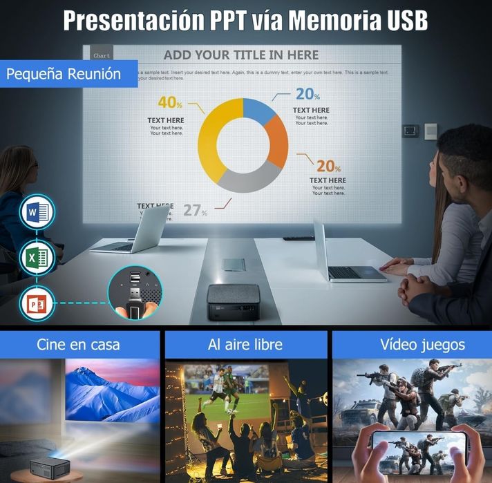 Projetor led 9500 lumens + WiFi + Bluetooth+ office+NATIVA 1080P