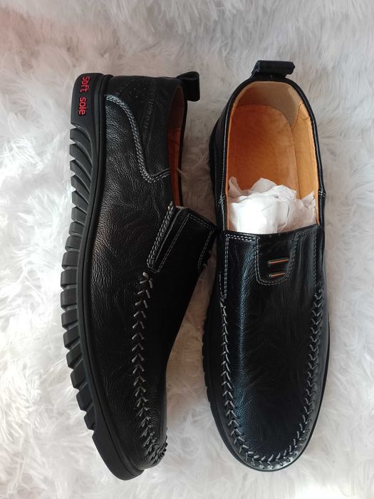 (42) Soft Sole/ Czarne, miękkie Mokasyny półbuty wieczorowe, NOWE
