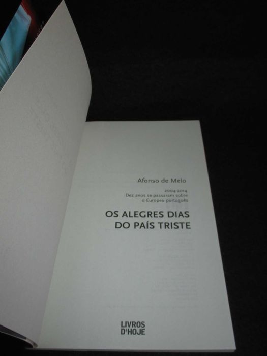 Livro Os Alegres Dias do País Triste Afonso de Melo