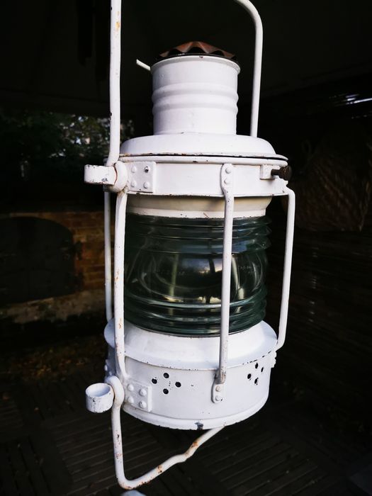 Stara lampa okrętowa nawigacyjna - WIELKA 75cm! 230V - loft
