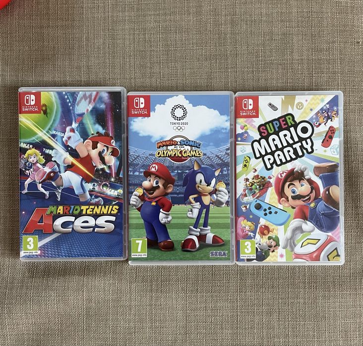 Pack 3 Jogos Nintendo Switch: Super Mario Party + Mario Tennis Aces + Mario & Sonic