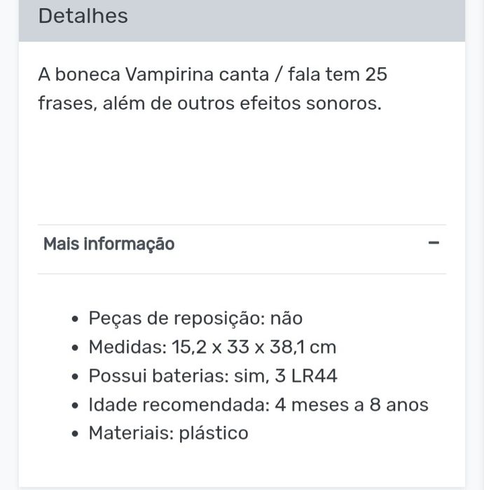 Boneca vampirinha grande com cao  e pequenina