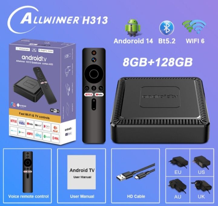 Android 14 на  8/128 Gb Приставка Смарт Q7 Smart Tv Box 8k,x96q,xiaomi