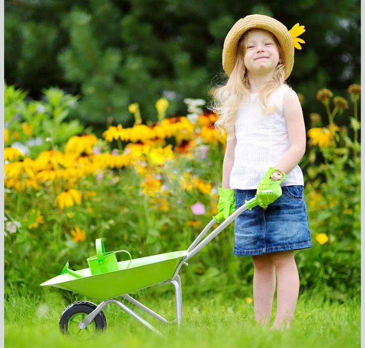 Metalowa taczka dla dzieci+akcesoria
