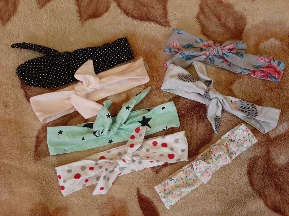 Opaski kokardki na głowę 2-4 lata 7 sztuk