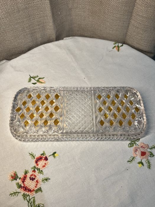 Kryształowa Taca/Półmisek Dzielony - Wzór Diamentowy #16