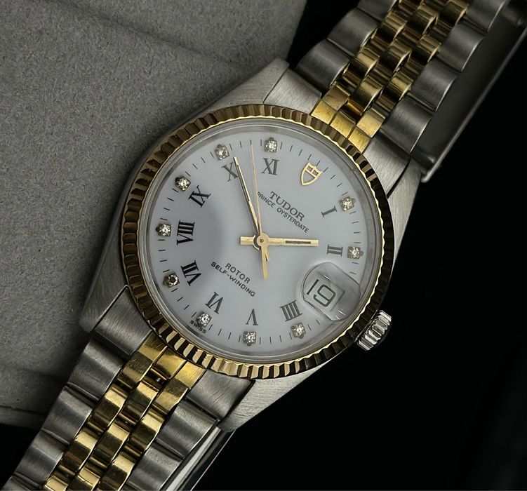 Tudor Prince Oysterdate 74033 White Roman Diamond Factory Dial