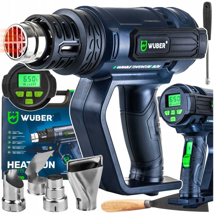 Opalarka Elektryczna 2 Biegi Regulacja Mocna 2200w + 5 Dysz + Szpachla