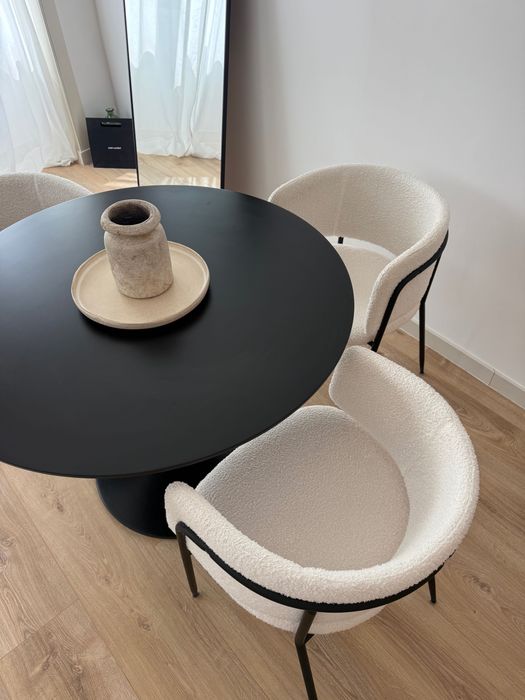 Conjunto de 3 Cadeiras Sklum Bouclé / Tecido Borrego