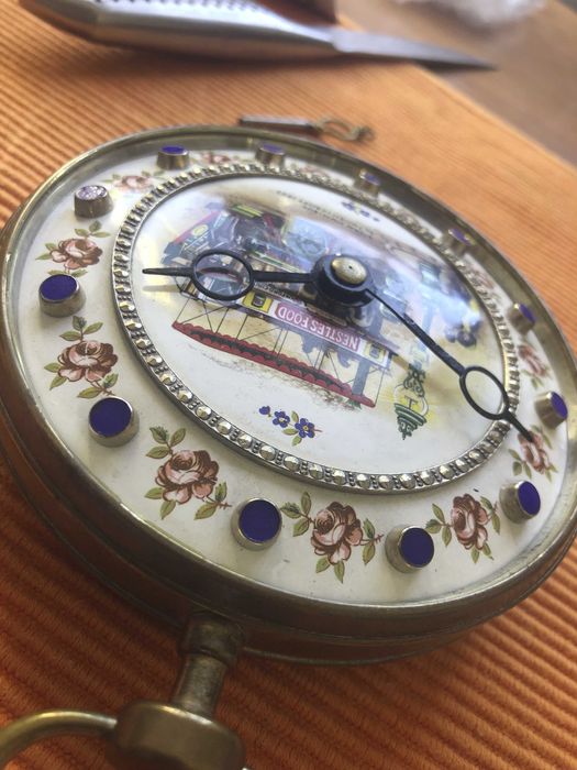 Relógio de bolso Longines muito raro com publicidade. 109mm.