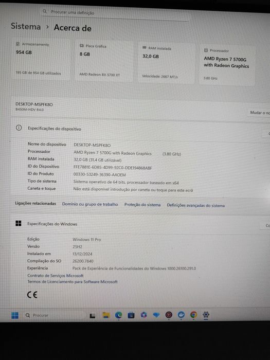 PC Ryzen 7, RAM 32Gb, SSD 1Tb