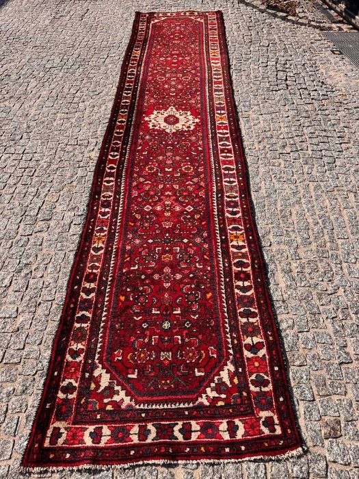 Chodnik dywan wełniany perski r.tkany Iran HAMADAN 400x90 gal. 15 tys