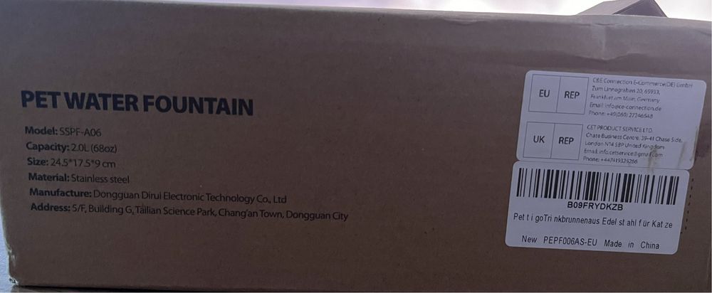 Fontanna/poidełko dla zwierząt (psa/kota) 2L – stal nierdzewna – nowa