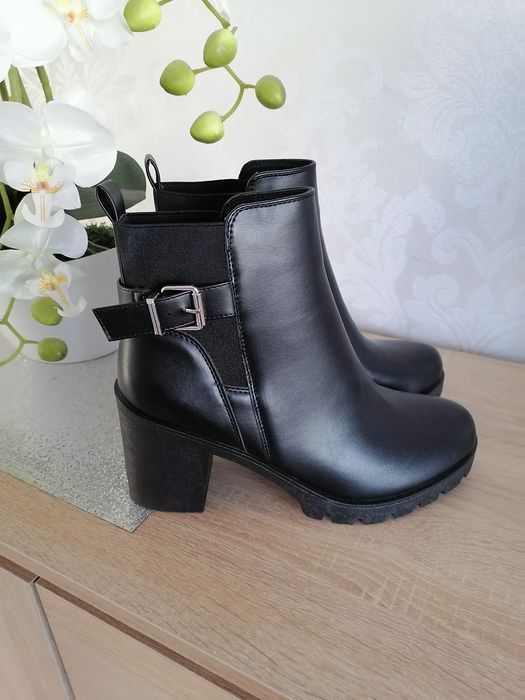 Graceland botki czarne obcas 40