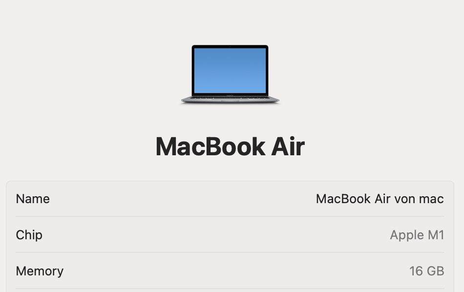 MacBook Air M1 16Gb RAM 256Gb SSD