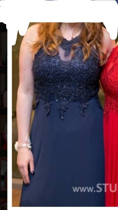 długa suknia L granatowa