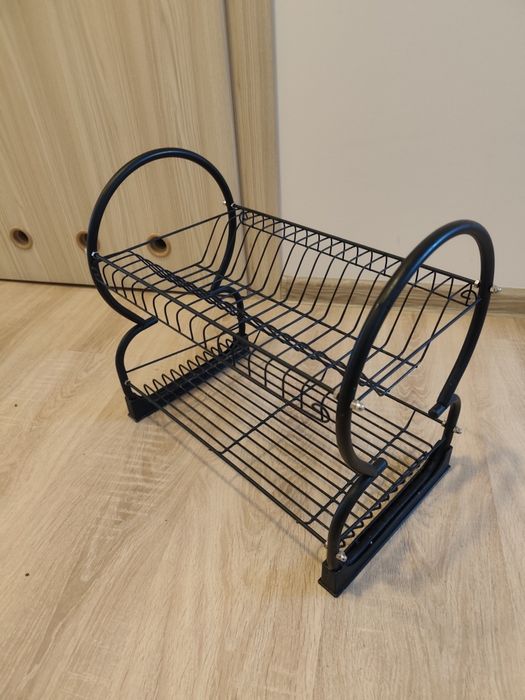 Suszarka do naczyń dwupoziomowa czarna 40x25x38 cm osuszacz ociekacz