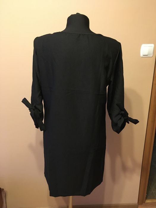 NOWA Elegancka tunika sukienka damska czarna M/L