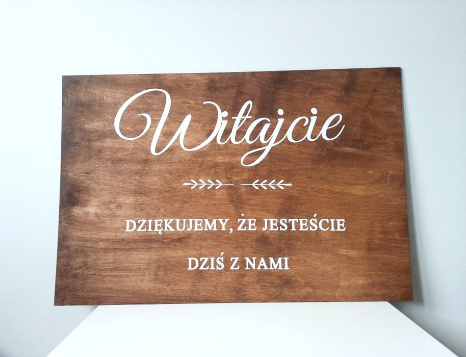 Tablica powitalna dąb rustykalny ślub wesele Witajcie