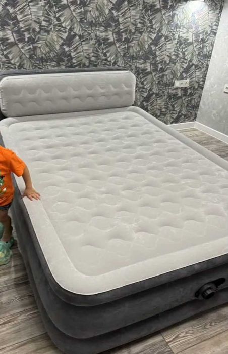 Ліжко надувне Intex двоспальне 203×152×48 | Матрац з електронасосом
