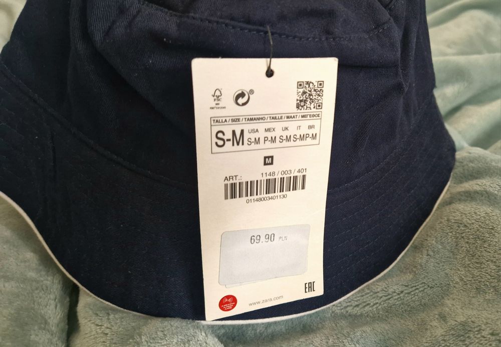 Zara kapelusz bucket na lato, roz. S-M