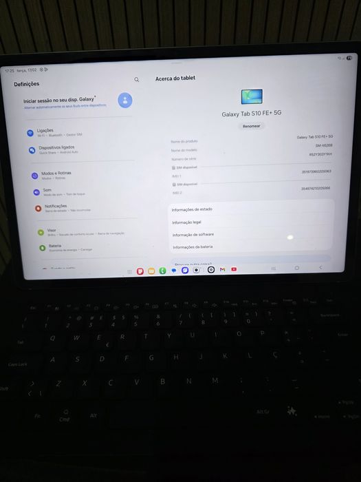 Galaxy Tab S10 FE + /versão 5g/teclado original