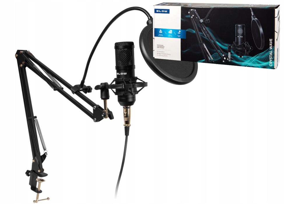 Mikrofon Studyjny Gamingowy Pojemnościowy Statyw Filtr Duży Uchwyt