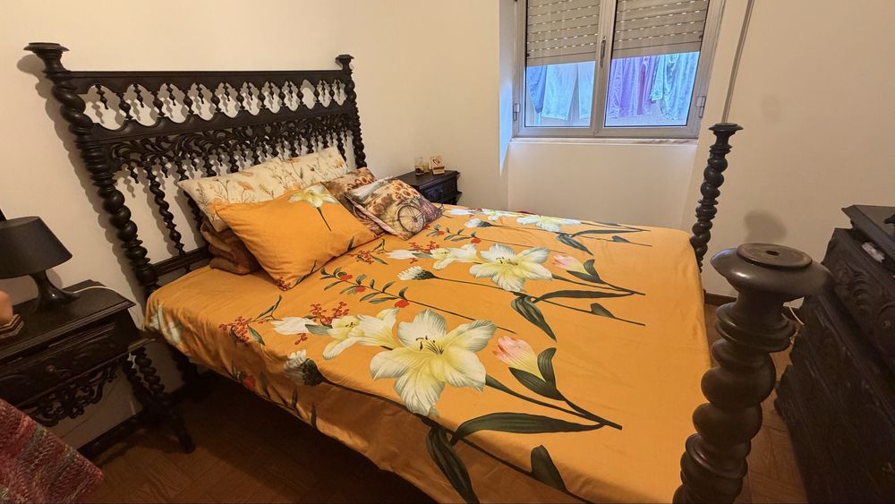 Cama antiga madeira 190x140