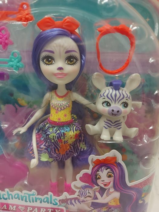 NOWA Enchantimals glam party Zemirah Zebra & Grainy Mattel laleczka