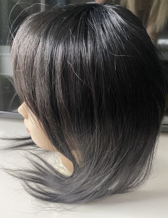 Toper czarny włos naturalny indyjski z grzywką tupet treska dopinka