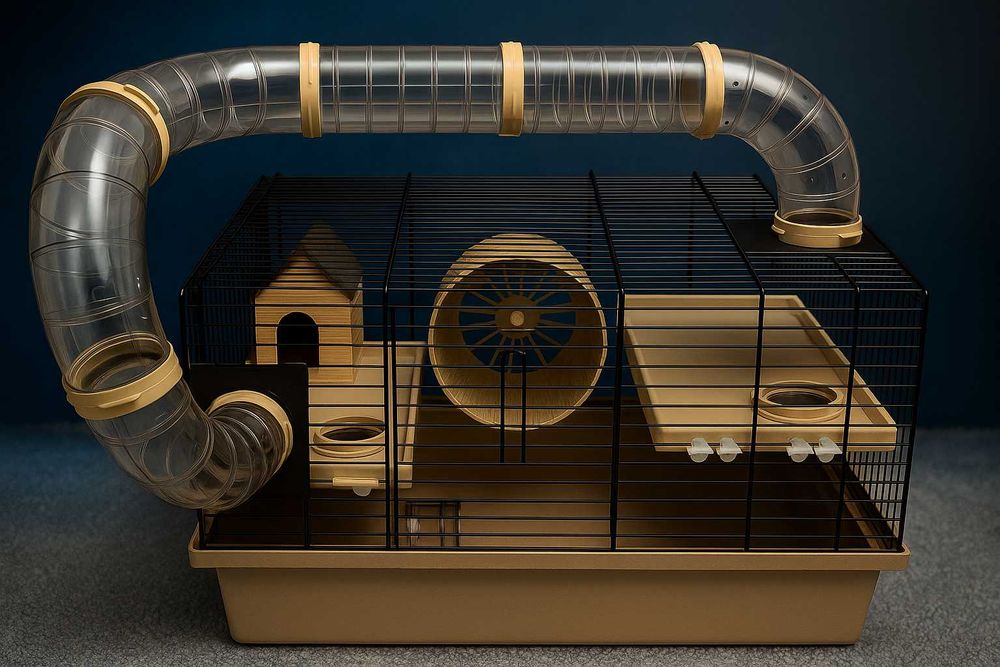 Klatka dla chomika gryzonia myszki domek tunel kołowrotek jakość