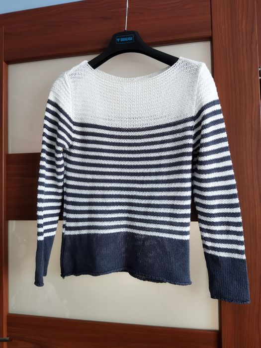 Sweter damski dzianinowy S 36 czarno biały