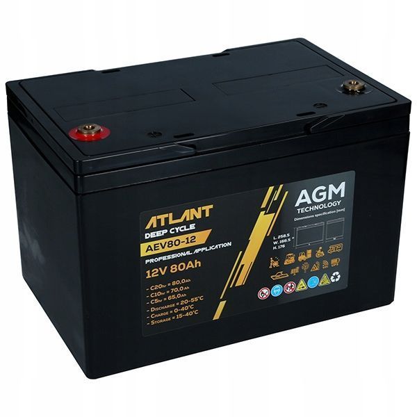Akumulator ATLANT Deep Cycle 12V 80Ah AEV80-12 260168173 M6