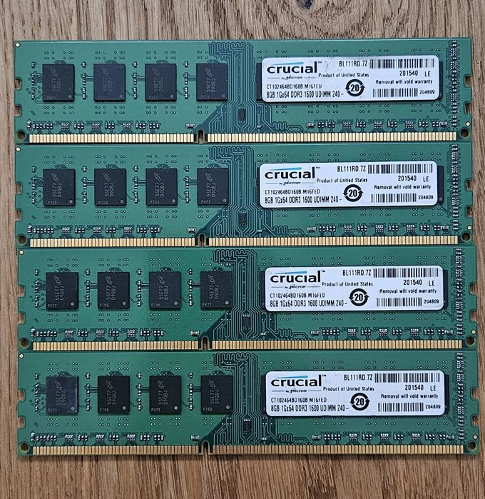 RAM Crucial 8GB DDR3 1600 UDIMM 240