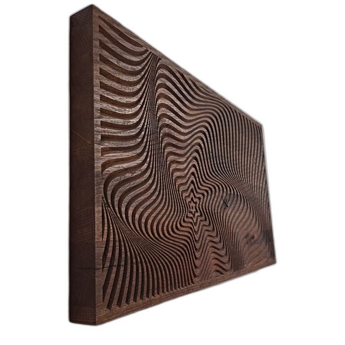 Abstrakcyjna dekoracja z drewna 3D 53 × 31 cm – hipnotyczny wzór