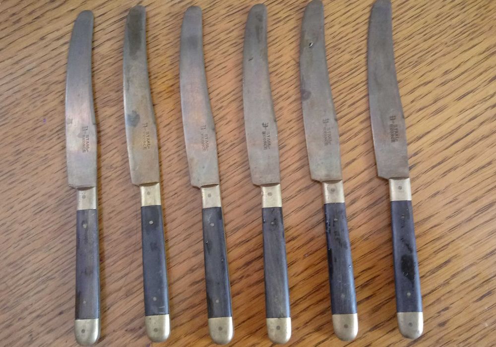 Nożyki do owoców "Stahl Bronce" ze stojakiem - 6 szt., antyk