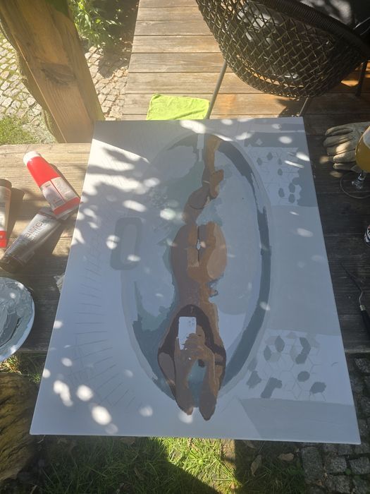 Akt w wannie – akryl na płótnie, 60×80 cm