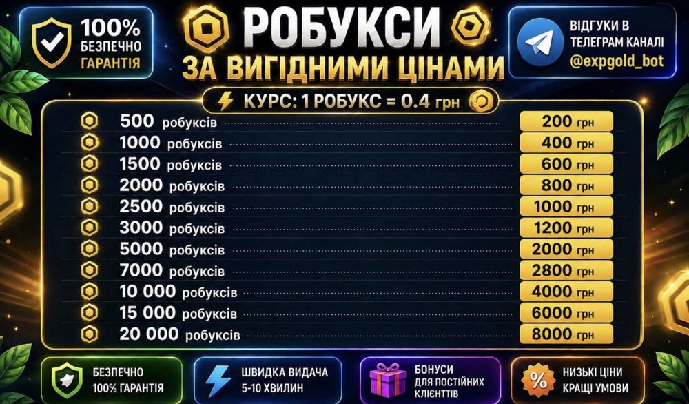 Дешеві Робукси | Роблокс Робукси | Roblox Robux | Геймпасc |Gamepass
