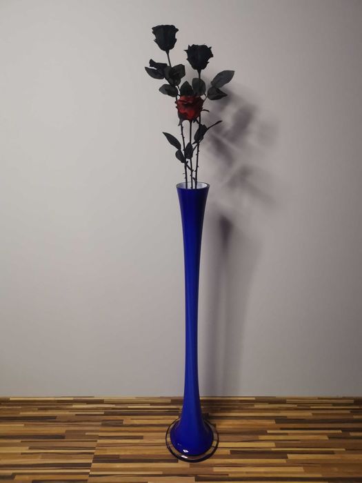 Bardzo wysoki WAZON 98cm NOWY !!! ze szkła + róże CZARNE !!!