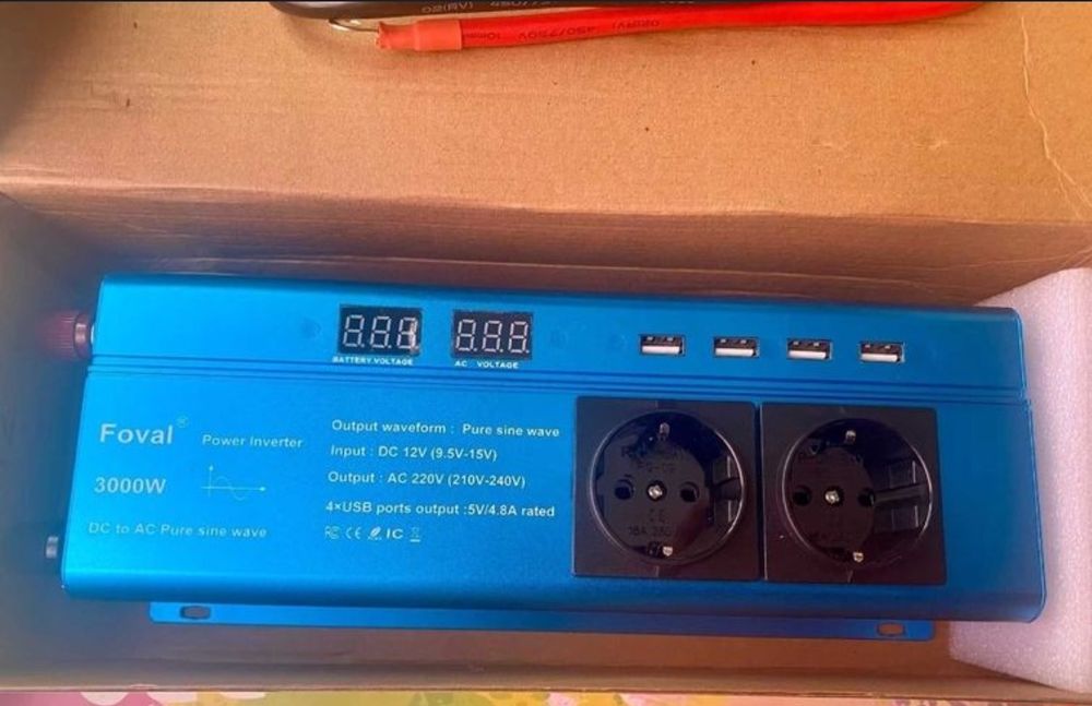 ОРИГІНАЛ!! Інвертор FOVAL 3000W 12V EU (наша розетка, чиста синусоїда)