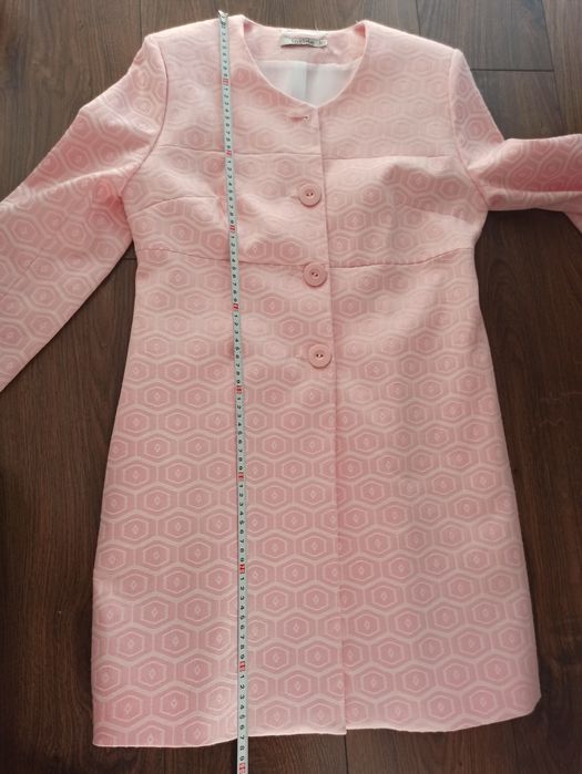 Wiosenny Łososiowy płaszczyk płaszcz długi żakiet 40