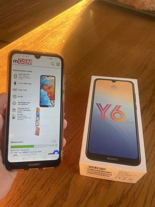 Huawei Y6 2019 2/32 GB Sapphire Blue – stan 10/10, jak nowy!