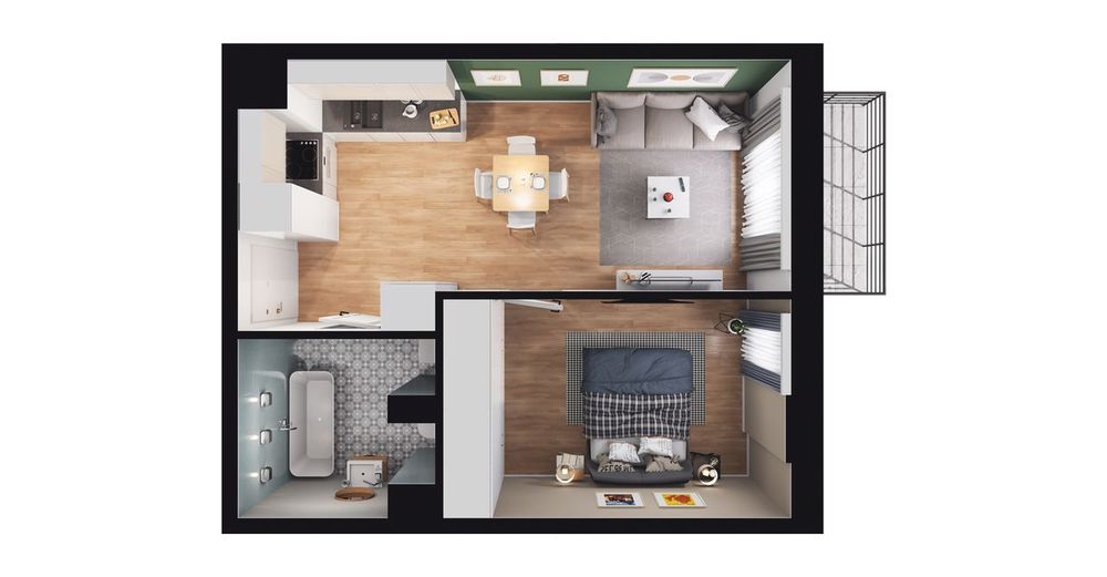 2-pokojowe mieszkanie 37 m² Bez Prowizji - Widok 2